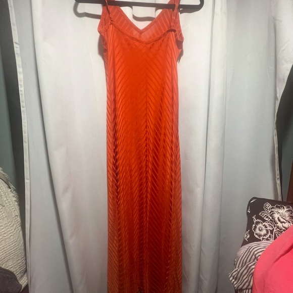 Victoria’s Secret Collection Red Orange Maxi Dress | Chevron Knit V-Neck Medium - Picture 3 of 7